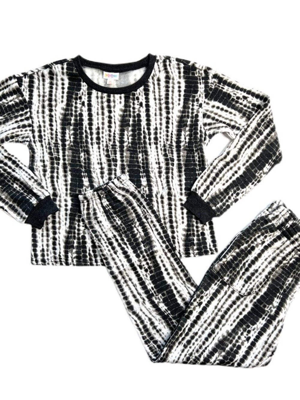NEW XS LuLaRoe Lulu Matching Set Sweatsuit Joggers Long Sleeve Top Animal Black